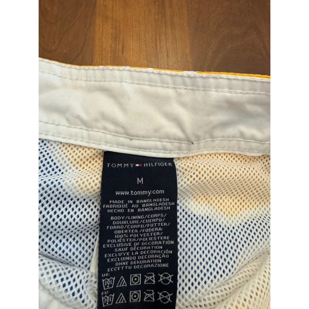 Tommy Hilfiger Mens Hibiscus Floral Board Shorts Blue Yellow Swim‎ Trunks Size M